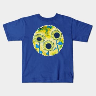 Sunflowers - Blue and Yellow Kids T-Shirt